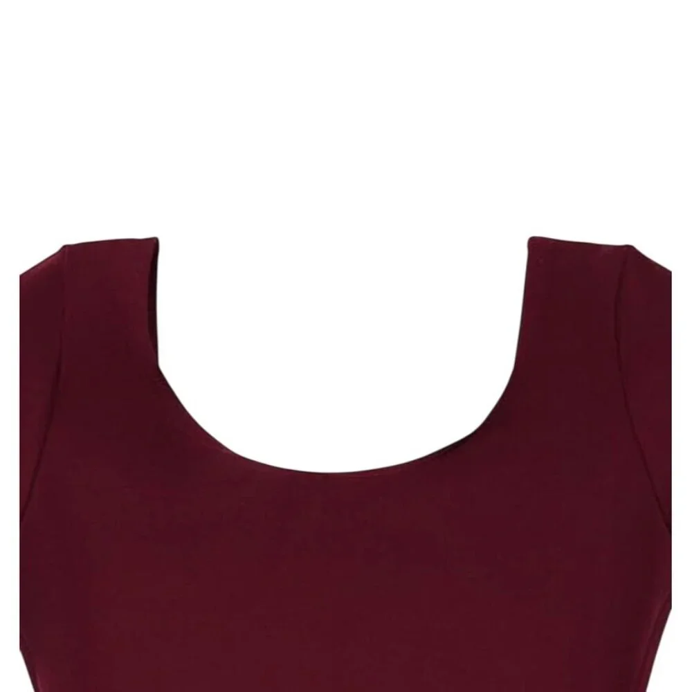 Danskin Childs S 4-6 Leotard Maroon Short Sleeve Scoop Neck Dance